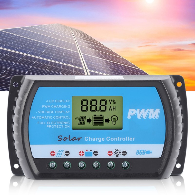 12V 24V PWM Solar Controllers LCD Display Solar Charge Controller