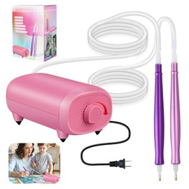 Electric Diamond Painting Pen with 2 Pens, Painter Vacuum Diamond Art Pen with Adjustable Suction Power, Diamond Art Pen No Wax Needed with 2 Pens, Quiet and 2 Pens Drawing at The Same Time (Pink)