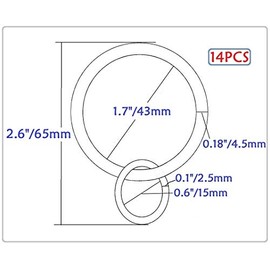 Anillo de cortina con ojales para cortinas de 2 pulgadas para ganchos de panel, diámetro interior de 1.7 pulgadas, se adapta a barras de hasta 1.4 pulgadas (14 piezas, dorado)