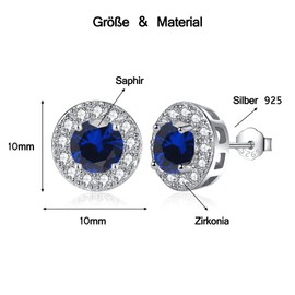 MASOP Stud Earrings 925 Silver Birthstone Earrings Round Cubic Zirconia Jewellery Gifts for Women Ladies Girls Birthday, Silver