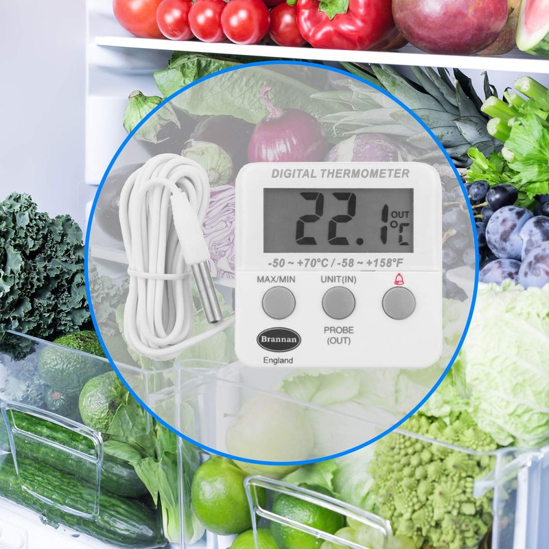 Brannan Calibrated Digital Fridge Freezer Thermometer With Probe and 2