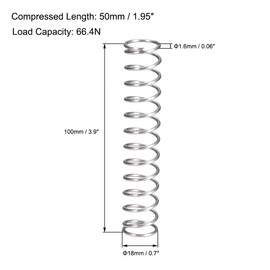 TA-VIGOR 5Pcs Compressed Spring, 18mm OD,1.6mm Wire Size, 100mm Free Length Dual Extended Durable Dual Hook Tension Spring for Furniture Screen Doors Repair Projects