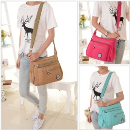 Crossbody Bags for Women, Waterproof Nylon Shoulder Bag Cross body Travel Purse with Multi Pockets Zipper, Lightweight Casual Nylon Messenger Bag for Work, Hiking, Nurse, Casual (Purple)