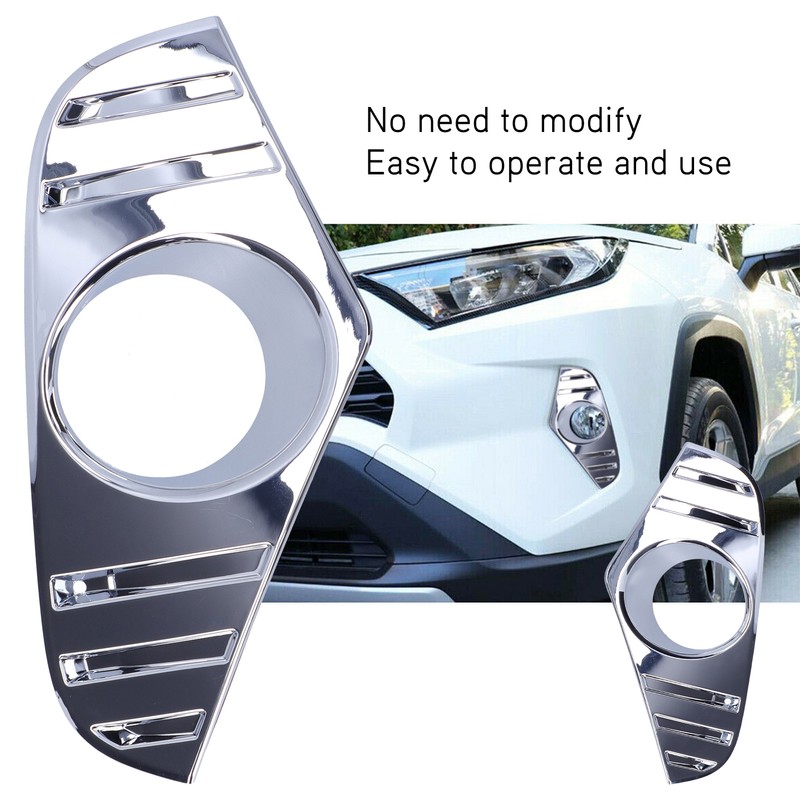 Pair Chrome Front Fog Light Cover Lamp Trims Paste Mounting