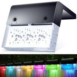 4 Pack Solar Fence Lights, 2 Lighting Modes Step Lights Outdoor, Acrylic Bubbles LED Super Bright Waterproof Solar Deck Light for Outside Stair Fence Step Pool Backyard Decor (Warm White/7 Color)