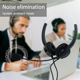 cadorabo USB headset in BLACK - headphones for laptop computer PC with noise-canceling microphone for home office, video calls, gaming, music, and much more.