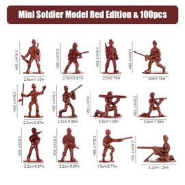 Larfraecy Mini Soldier Action Figures 100 Pcs Military Plastic Toy Set Military Combat Force War Games Plastic Mini Army Man Toy Set for Kids Toy small Soldiers for Boys Ages 3+ (Red)
