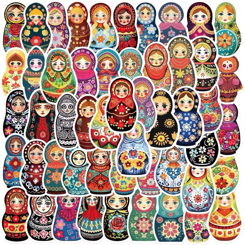 Russia 20 Random Russian Nesting Doll Stickers Decals Laptop Hydro