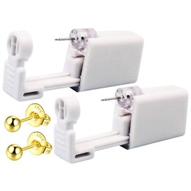 Self Ear Piercing Kit Earring, 6 Pack Ear Piercing Gun Kit No Pain Easy Use Ear Piercing Gun Kit Tool with Stud (Gold)
