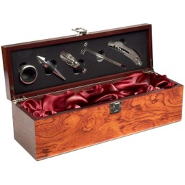 BRUBAKER Wine Opener Sommelier Set - Bar Accessory Kit - Wine Box - Wine Serving Tools - Waiter Knife, Spout, Bottle Stopper, Thermometer, Drip Ring