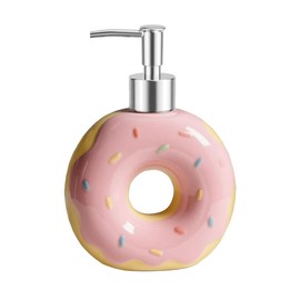 123Arts Doughnut Soap Dispenser Lotion Bottle Ceramic Liquid Dispenser for Bathroom