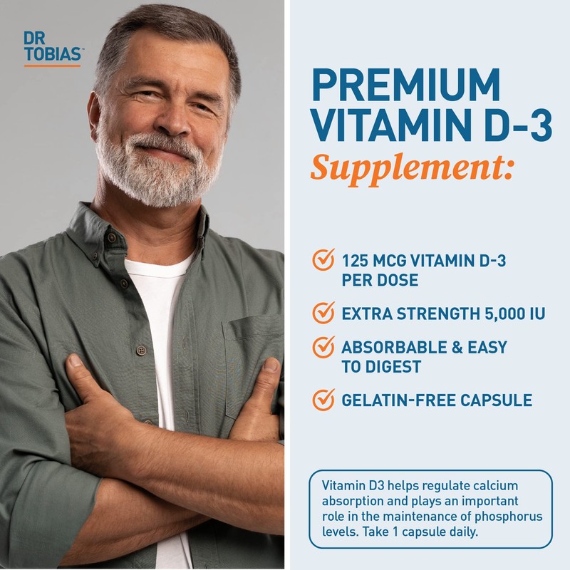 Dr. Tobias Vitamin D3 5000 IU, Essential for Healthy Bones,