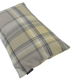 McAlister Textiles Heritage Pillow Case | 24 x 16 Inches | Mimosa Yellow & Gray Tartan Plaid Check Decorative Wool Feel Throw Scatter Sofa Cushion 60x40cm