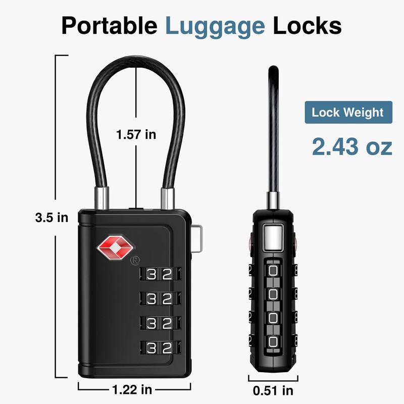 Puroma TSA Approved Luggage Travel Locks with Open Alert Indicator,