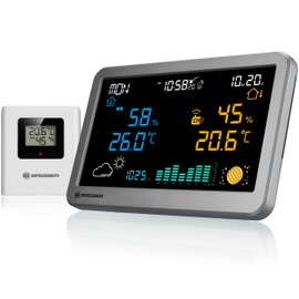Bresser MeteoTemp TBH Wireless Weather Station with Temperature and Humidity Display, Air Pressure History, Graphic Weather Forecast, Temperature Alarm, Anthracite