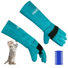 Uzhika Animal Handling Glove Anti Scratch Protective Gloves for Training Dogs Cat Bird Snake Parrot Lizard Wild Animals Reptiles - Bite Resistant Gloves (Blue)