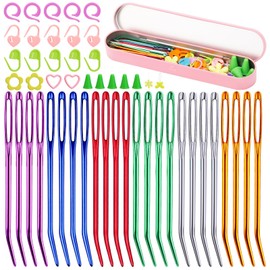 50 Pcs Tapestry Needles Bent Kit, 24 Pcs Large Eyes Blunt Yarn Needles, 6 Colors Large Eye Sewing Darning Needles with Blunt Needles Stitch Markers Storage Box for Tapestry, Weaving