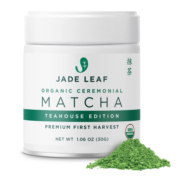Jade Leaf Organic Ceremonial Grade Matcha Green Tea Powder - Authentic Japanese Origin - Teahouse Edition Premium First Harvest (1.06 Ounce)