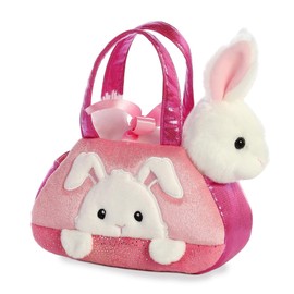 Aurora® Fashionable Fancy Pals™ Peek-A-Boo™ Bunny Stuffed Animal - Plush with Stylish Purse for Dress Up Fun - Perfect for Kids 3+ Years, Costumes, and Birthdays - Pink 7 Inches