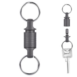 NQEUEPN Quick Release Keychain, Pull Apart Detachable Keychain Titanium Double Keychain with 2 Stainless Steel Split Rings Heavy Duty Key Chain Holder for Car Home Keys Men Women Gift