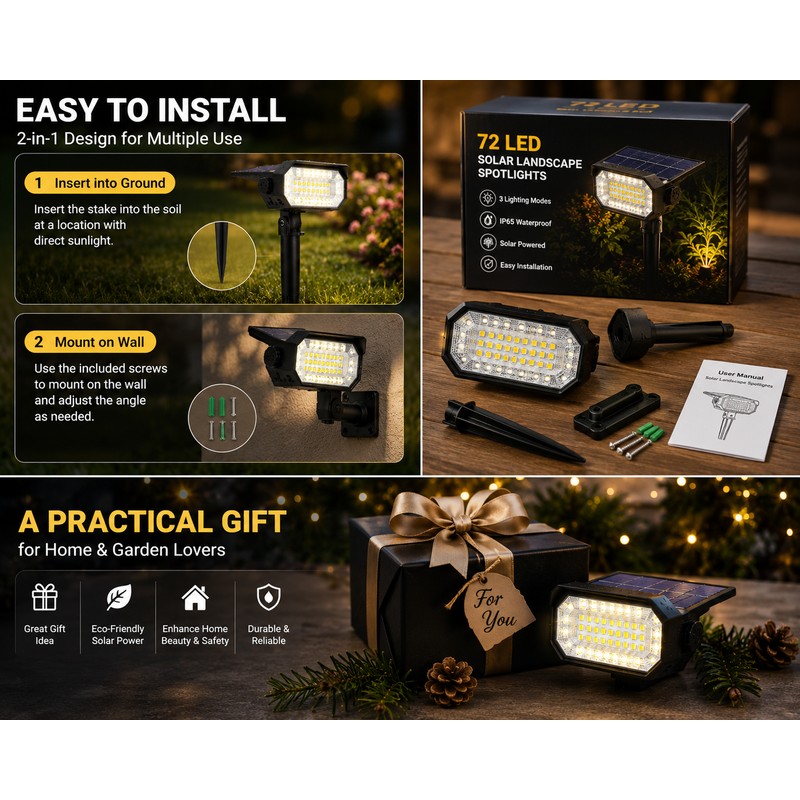7 LED Solar Garden Lights Outdoor Waterproof Landscape Yard Pathway