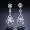 QUKE Silver Tone CZ Austrian Crystal Water Drop Bridal Wedding