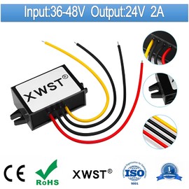 XWST DC DC 36V 48V to 24V Voltage Regulator 2A 48W Inverter 30-60V to 24V Step-Down Transformer Adapter for LED Car