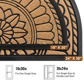 Mibao Front Door Mat Indoor Outdoor Entrance, Semicircular Entrance Mat, Half Round Waterproo Non-Slip Durable Rubber Door Mats, Low Profile Heavy Duty Doormat for Garage, Patio, 30" x 18", Yellow