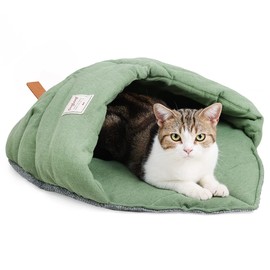 MOLEDINO Pet Cat Sleeping Bag, Cute Cat Cave Bed Hideaway for Indoor Cats Washable Covered Cozy Soft Warming Durable Fabric Burrow Napper Pocket Bed Cat Nest Snuggle Sack for Puppy Kitten