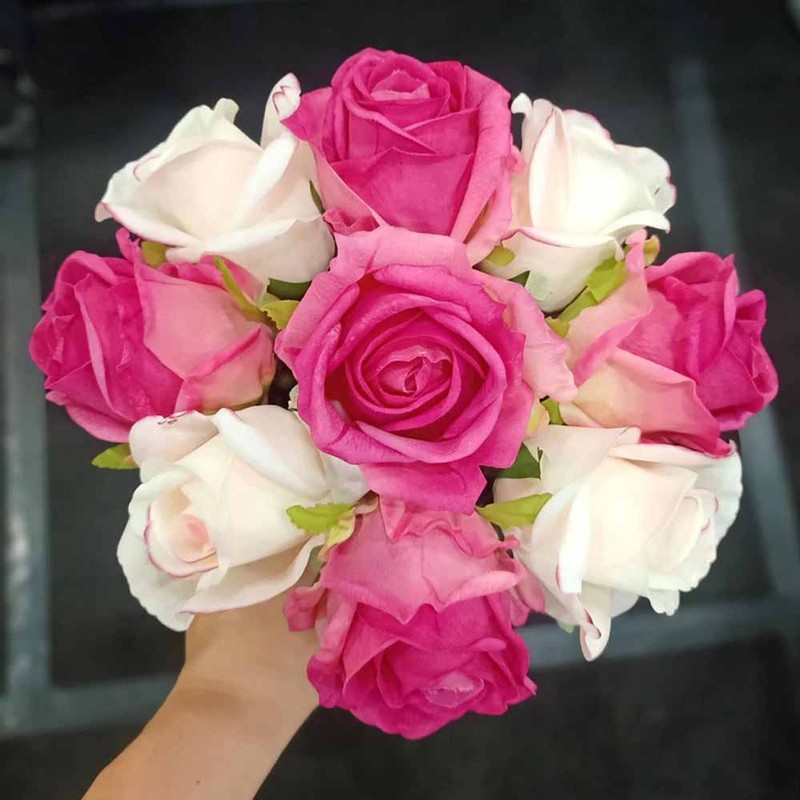 Cote Noire-Premium Rose Bud Bouquet Mixed Magenta & Blush Dark