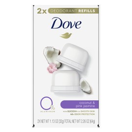 Dove Refillable Deodorant Refill Kit Deodorant For Women Coconut & Pink Jasmine 0% Aluminum 1.13 oz 2 Refills