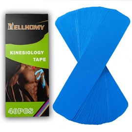 NELLHOMY Pack of 40 Kinesiotapes, Tape Sport Kinesiology Tape Precut, Waterproof & Elastic Sports Tape Physio Kinesi Tape for Knee, Shoulder and Elbow, Muscle Firming Bands, Blue + Beige