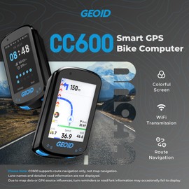 GEOID CC600 Color Screen Bike/Cycling Computer Wireless - Route Navigation with Re-Route Planing, WiFi & Bluetooth, Fast 5s GPS Positioning, with CS600 Cadence/Speed Sensor for Cycling