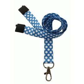 Customcard Printed Polka Dot Breakaway Lanyard Metal Dog Clip - Blue, PolkaDotBlue