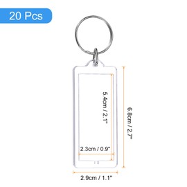 sourcing map 20 Pcs Photo Frame Keyring, Acrylic Picture Keychains Clear Photo Insert Keychain 1.1 x 2.7 Inch Strip Blank Photo Keychains for Photo Display Supplies, Transparent