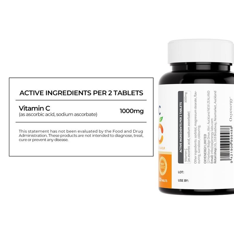  Oxyenergy Chewable Vitamin C 1000mg – High-Potency Antioxidant for