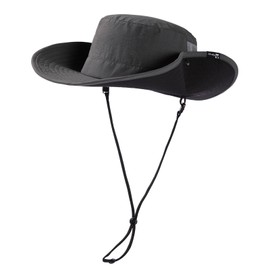 TOP-EX UPF 50 Men's Safari Hat with Wide Brim and Sunglasses Holder - UV Protection Fishing Hat, Waterproof & Breathable - Foldable Sun Hat for Outdoor, Hiking, Camping, Dark Grey M/L