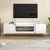 Elefesign Sleek Design Stand with Fluted Glass, Contemporary Entertainment Center