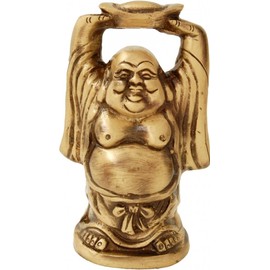Two Moustaches Laughing Buddha with Ingot Brass Showpiece | Home Decor |