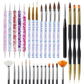 31pcs Nail Art Brushes,Nail Art Tool Set,Nail Dotting Tools,Nail Dust Brush,Striping Nail Art Brushes for Long Lines,Nail Drawing Pen For Nail Design (31 Pcs)