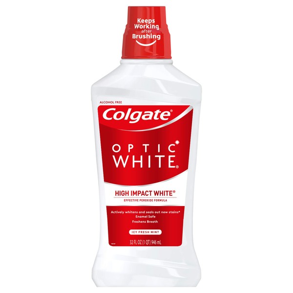 Colgate Optic White Whitening Mouthwash, Fresh Mint - 946mL, 32 fluid ounces