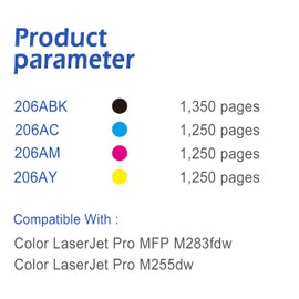 EASYPRINT (NO CHIP, 4X Black Pack) Compatible 206A Toner Cartridge Replacement for HP CF206A W2110A Used for M255dw/M255nw, MFP M282nw/M283fdw/M283fdn, Enterprise M554 Printer