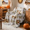 Lanpn Fall Pumpkin Flannel Throw Blanket, Soft Warm Flannel Sherpa