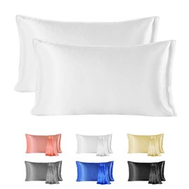 Since Silk 100% Mulberry Silk Pillowcase 2 Pieces Set, 20 Momme Grade 6A Silk Pillowcases for Hair and Skin, Soft Silk Pillow Case with Envelope Closure (50x66 cm, Cream)