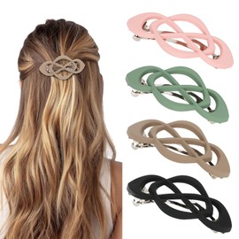 Amairver 4packs Hair Clips French Hair Barrettes for Women Pink Green Brown Black Accessories for Women Girls