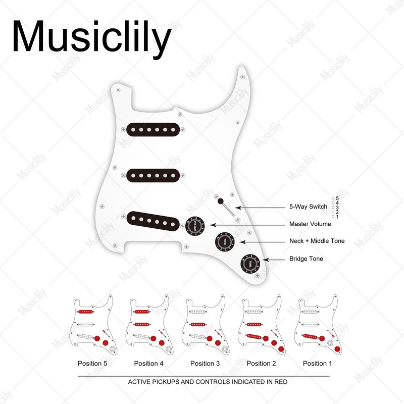 Musiclily Pro-SE ST-60SE Pre-wired SSS Pickguard with Staggered Alnico 5