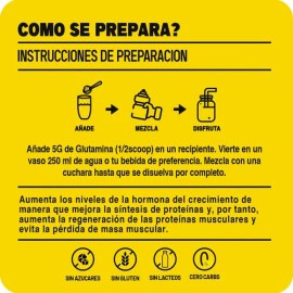 Glutamina Mr. Yellow en Polvo Sabor Mango de 500 g                                                                                                    