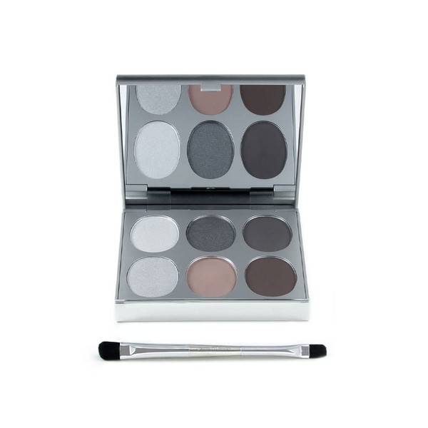Jerome Alexander New Again Eyeshadow Palette & Brush, 6 Buildable & Blendable Micronized Powder Shades (Night Out)