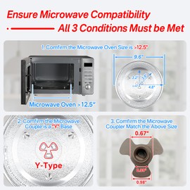 9.6" Microwave Plate Replacement Microwave Glass Turntable Plate for LG, GE, Magic Chef, Hotpoint, Panasonic, Kenmore etc. - 9.6" / 24.5cm Microwaves Tray Replacement Glass Plates with Cleaning Cloth