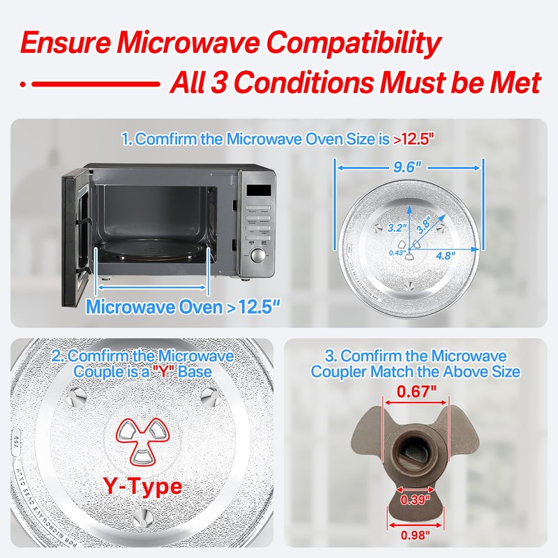 9.6" Microwave Plate Replacement Microwave Glass Turntable Plate for LG,